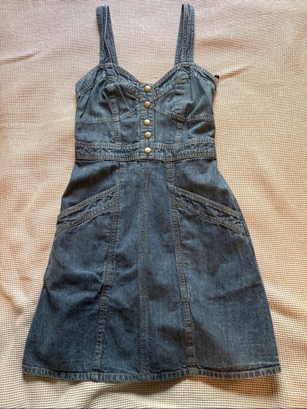 Dark Denim Button-Front Sundress